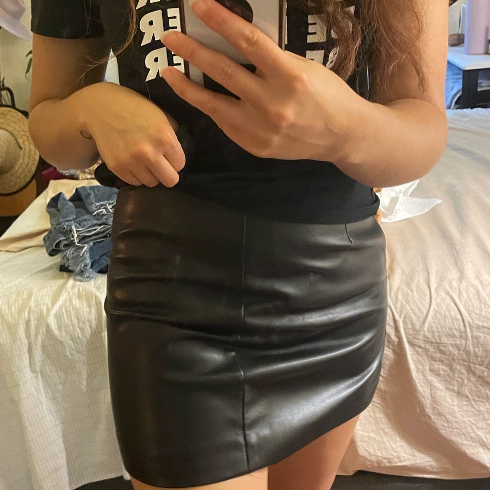Black leather skirt